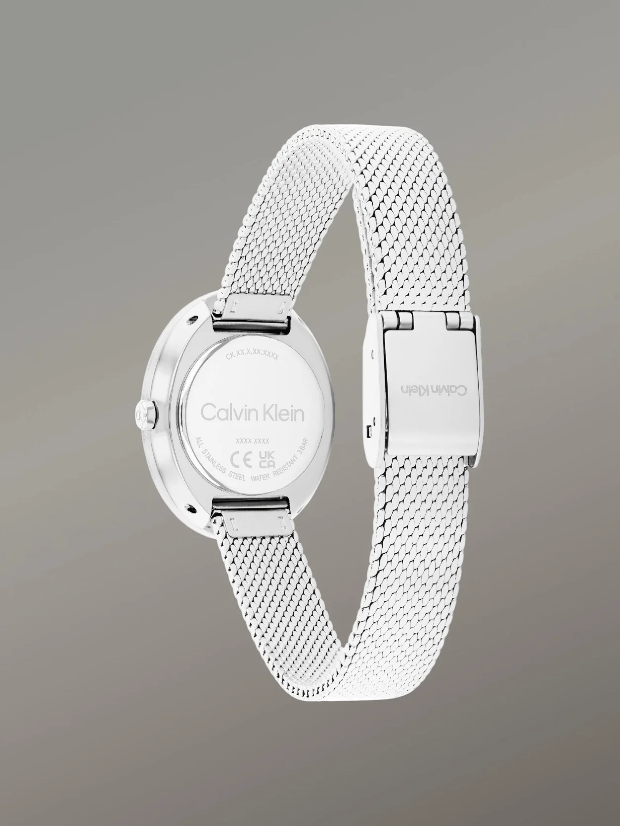 Silver Oval Twisted Bezel Mesh Watch