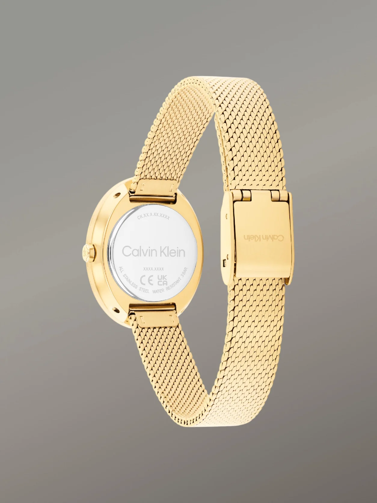 Gold ساعة يد بيضاوية بنمط شبكي