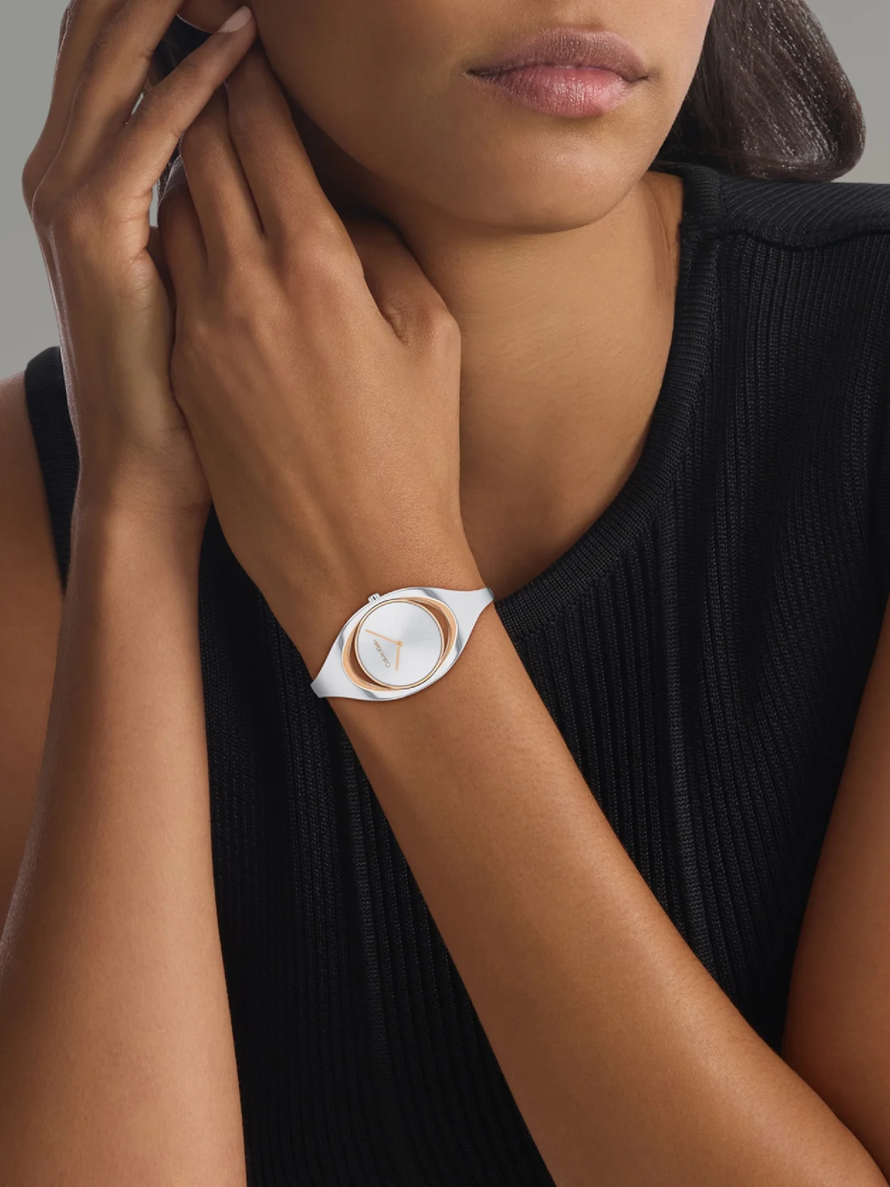 Silver ساعة يد إيليشن بسوار نحيف