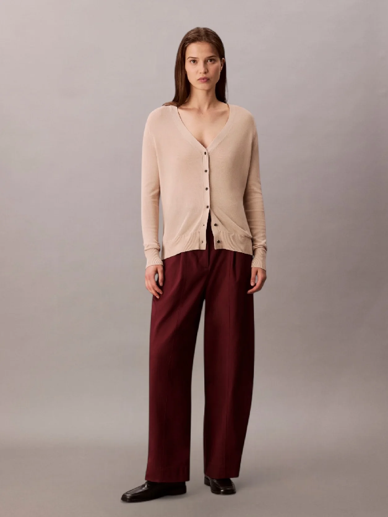 Charming Khaki Fine Gauge Viscose Cardigan