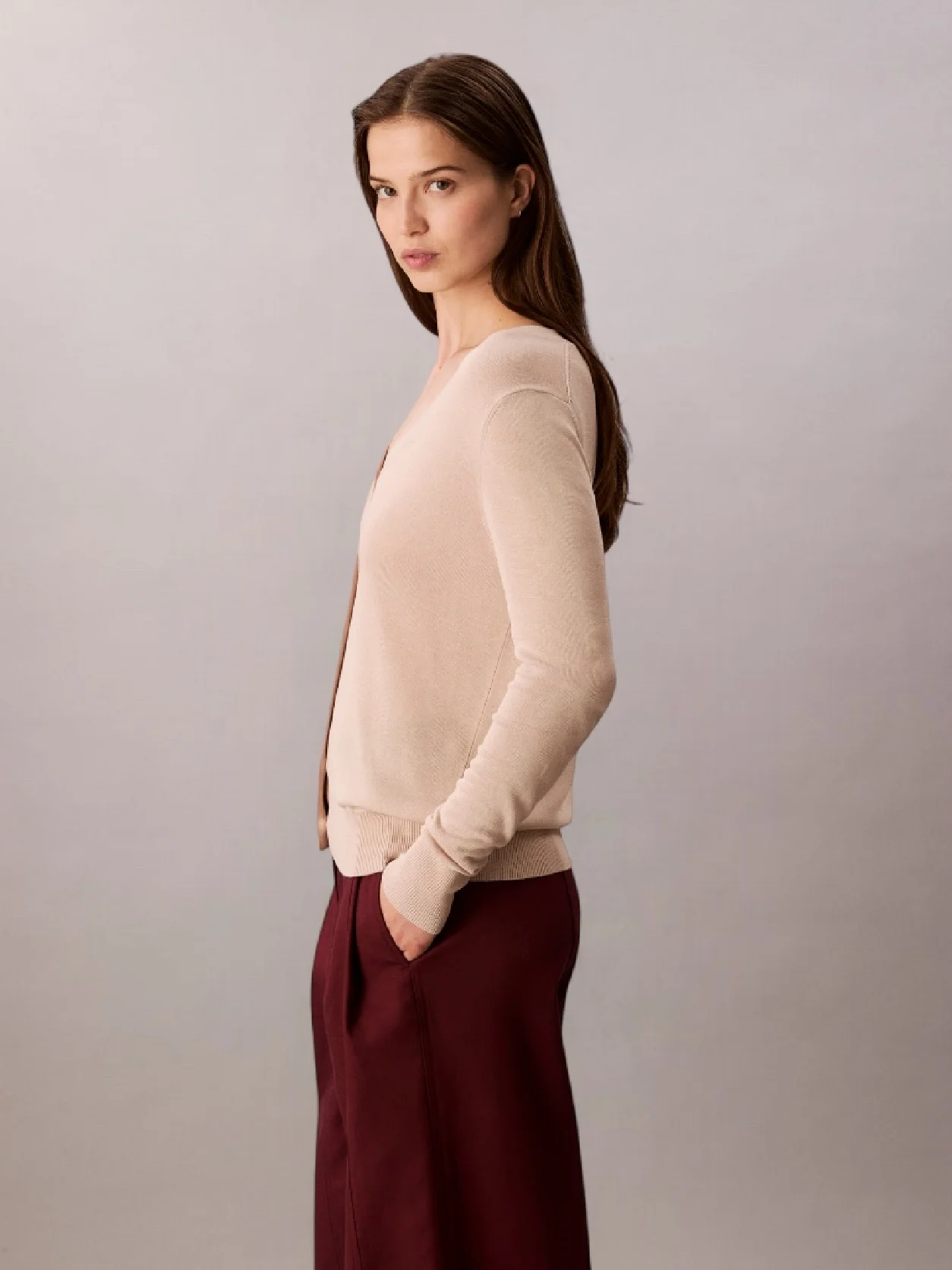 Charming Khaki Fine Gauge Viscose Cardigan