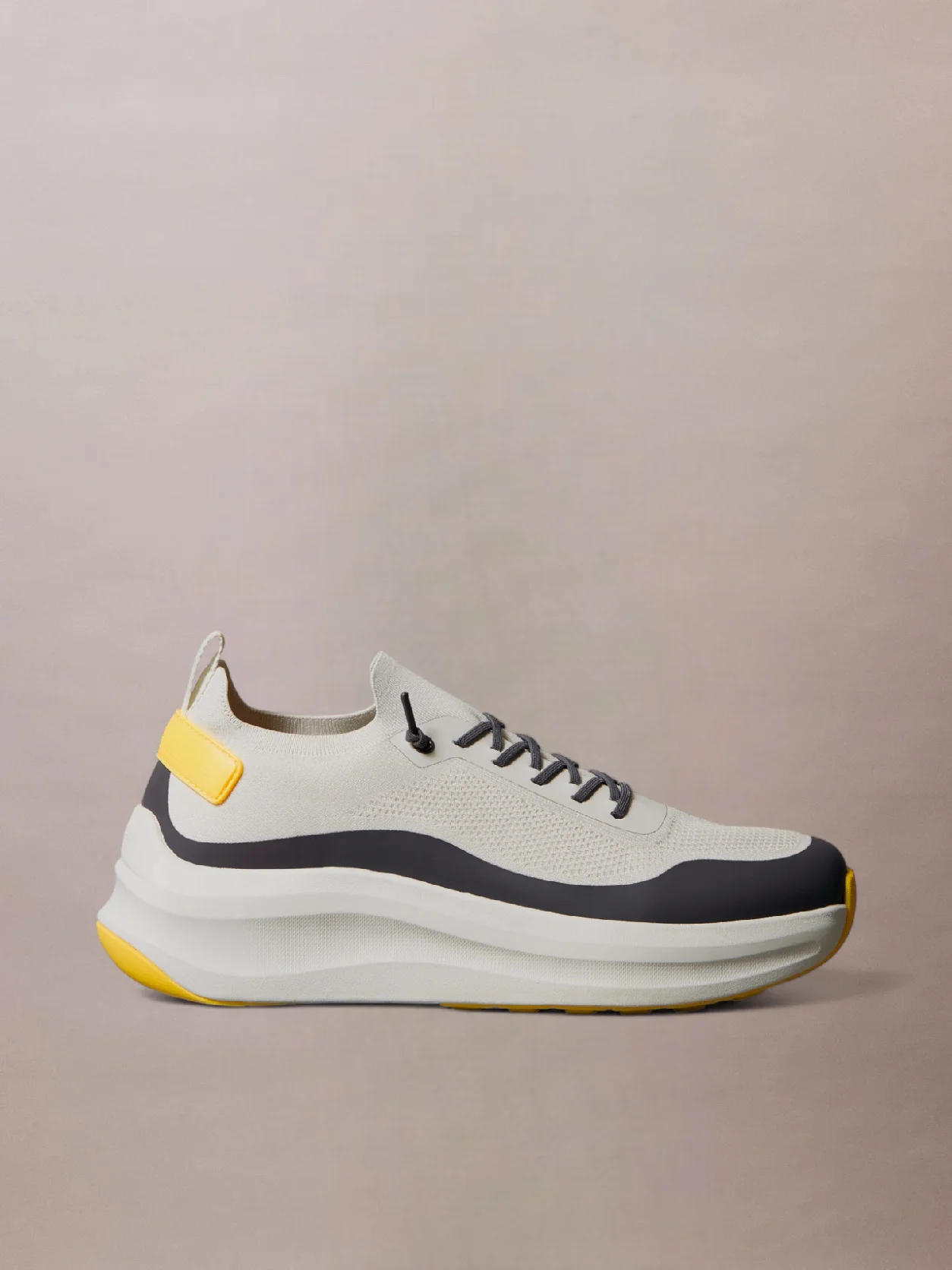 Vaporous White/Coal/Buttercup Chunky Runner Sock Knit Trainers