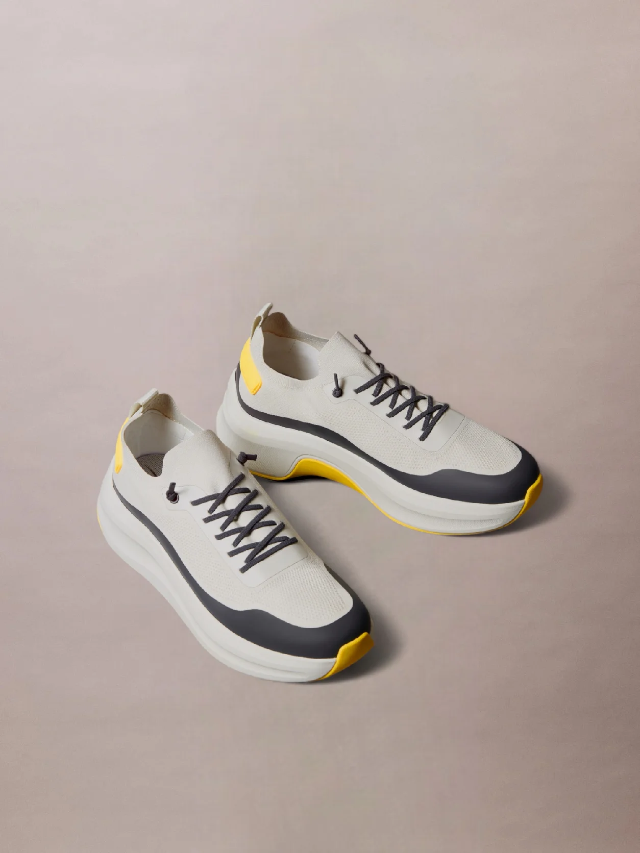 Vaporous White/Coal/Buttercup Chunky Runner Sock Knit Trainers