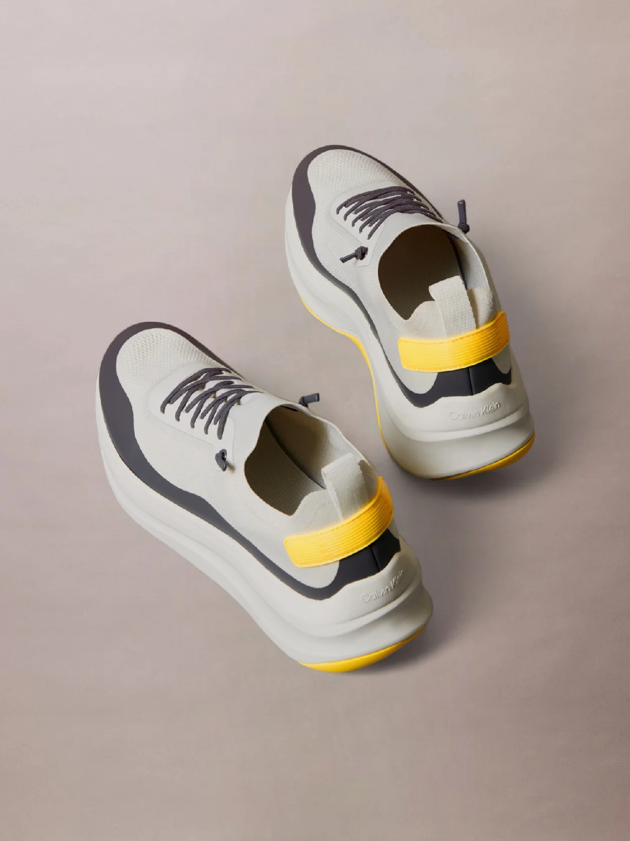 Vaporous White/Coal/Buttercup Chunky Runner Sock Knit Trainers