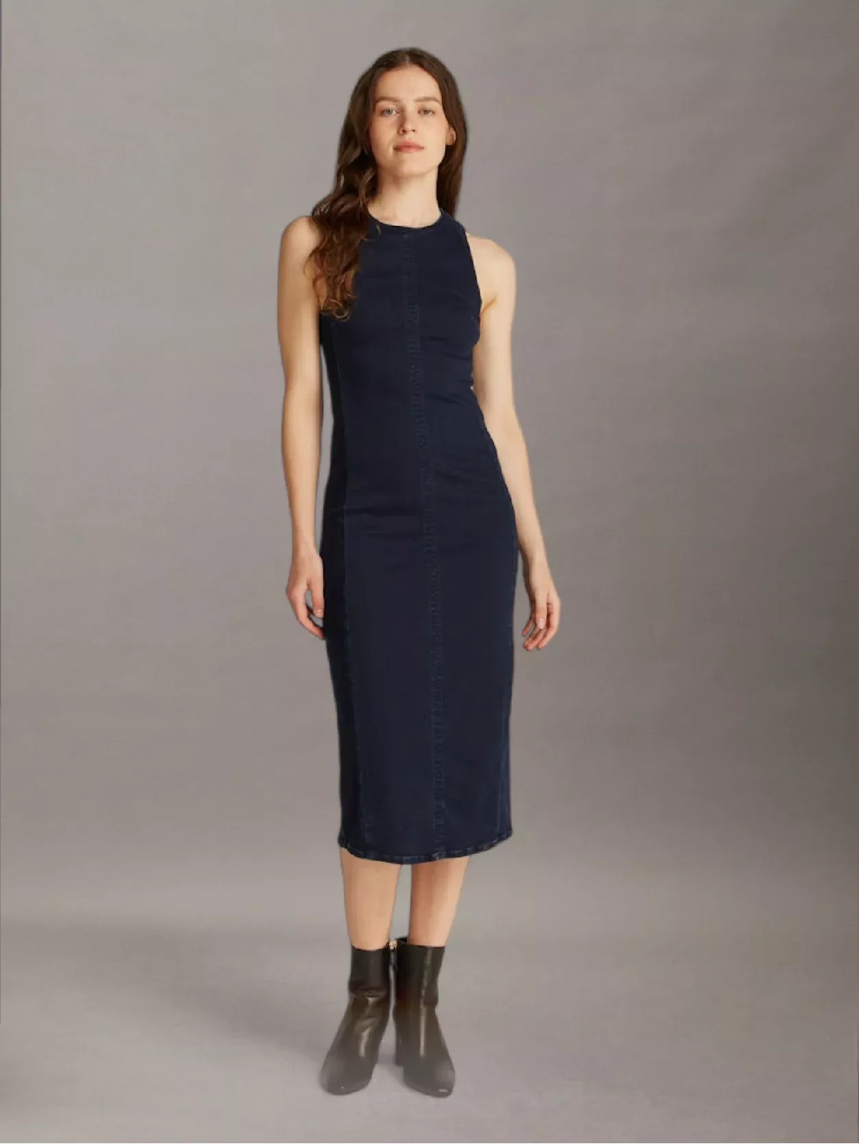 Denim Sleeveless Midi Dress