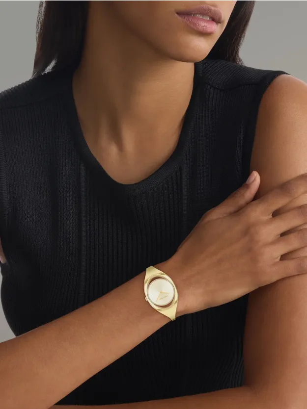 Gold ساعة يد إيليشن بسوار نحيف