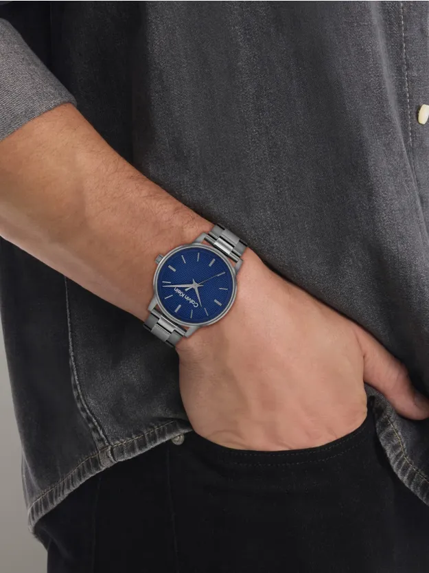 Grey Textured Dial Bracelet Watch