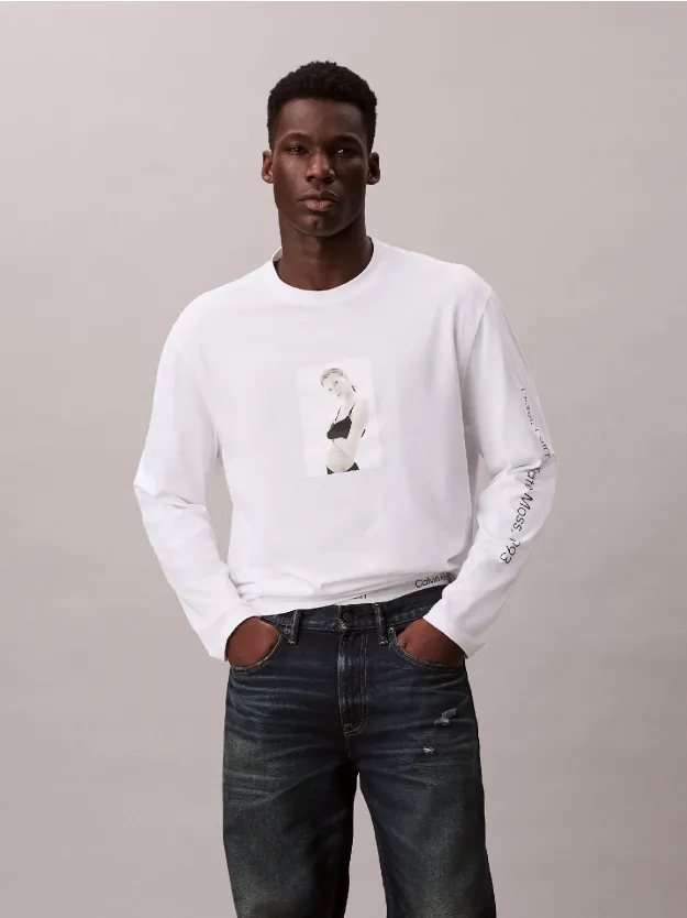 Brilliant White تيشيرت كلاسيك كايت طويل الأكمام