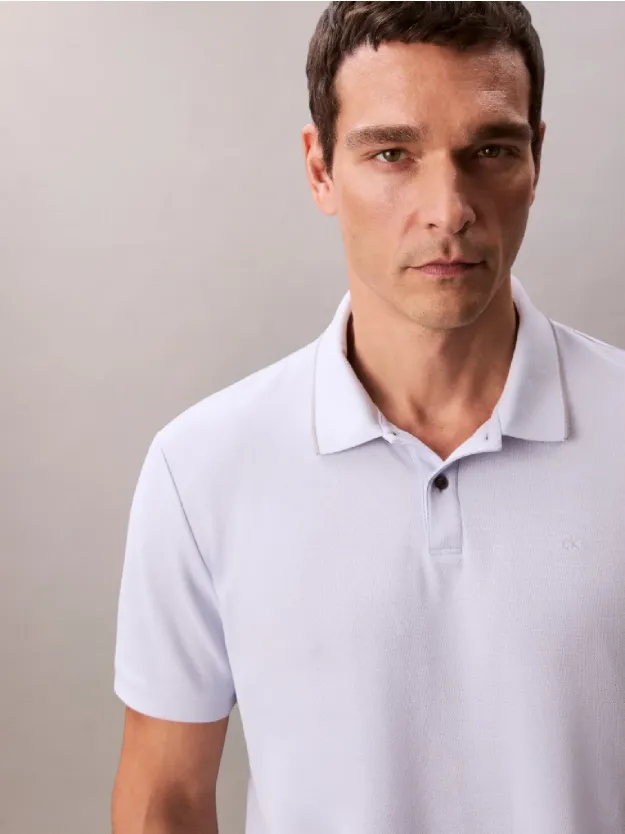 Xenon Blue بولوشيرت من قماش بيكيه بخطوط متباينة اللون