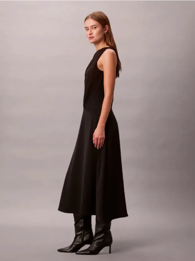 Black Crepe One-Shoulder Dress