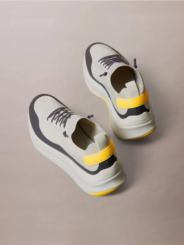 Vaporous White/Coal/Buttercup Chunky Runner Sock Knit Trainers