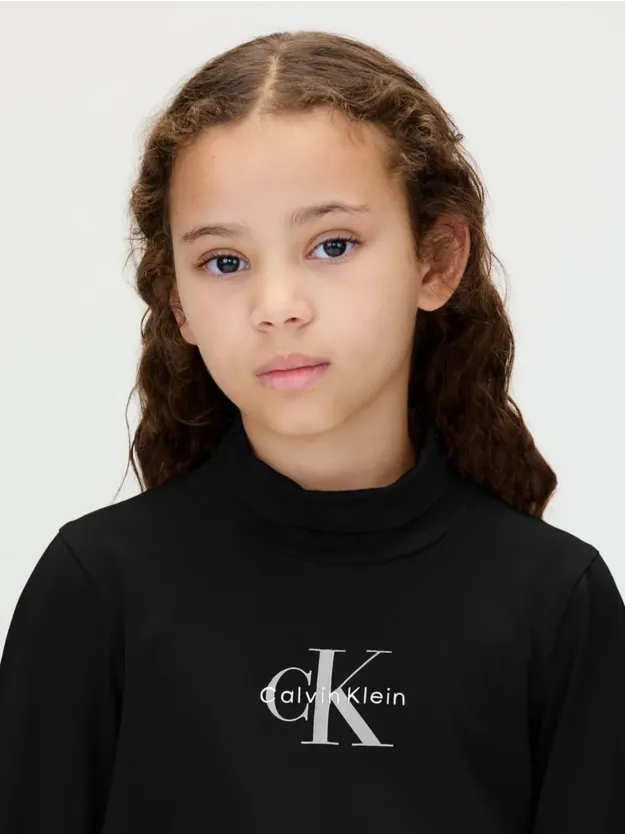 Ck Black Slim Turtle Neck Top