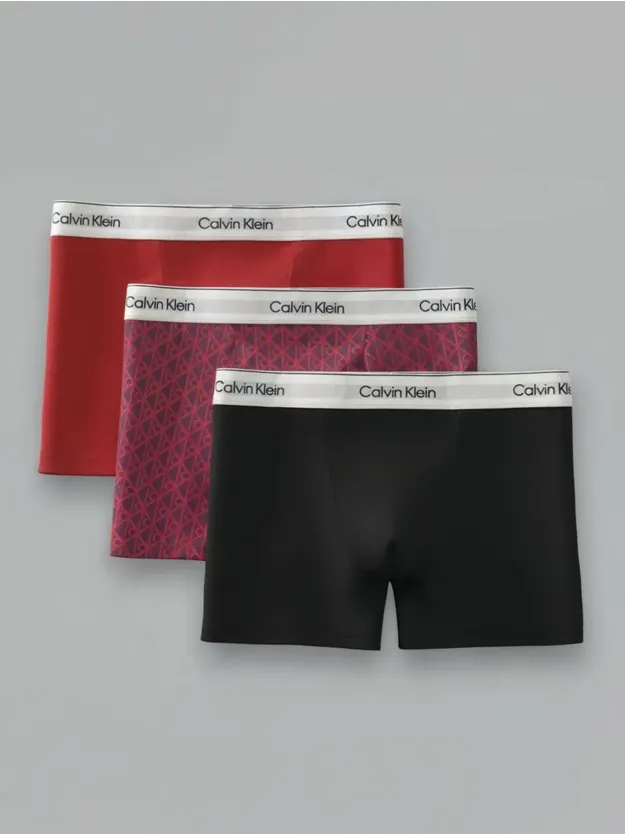Black/Seamless Emblem_Dark Berry/Ad 3 Pack Trunks - Cotton Stretch