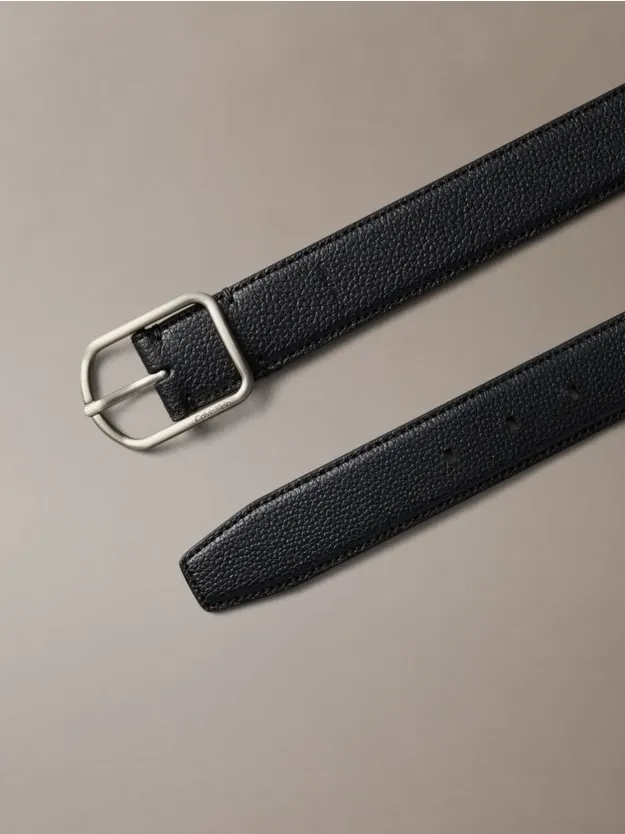 Black / Brushed Nickel حزام من الجلد المحبب الكامل