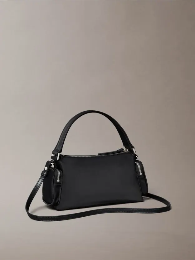 Black Soft Satin Nylon Shoulder Bag