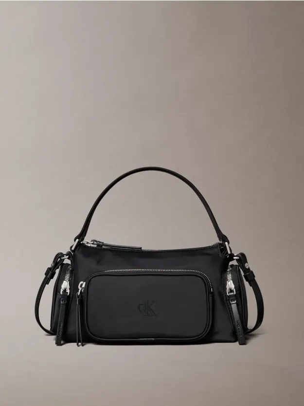 Black Soft Satin Nylon Shoulder Bag
