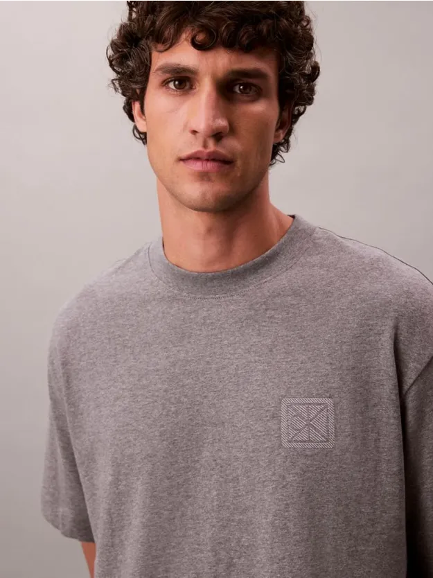 Med Grey Heather CK Emblem Patch Tee