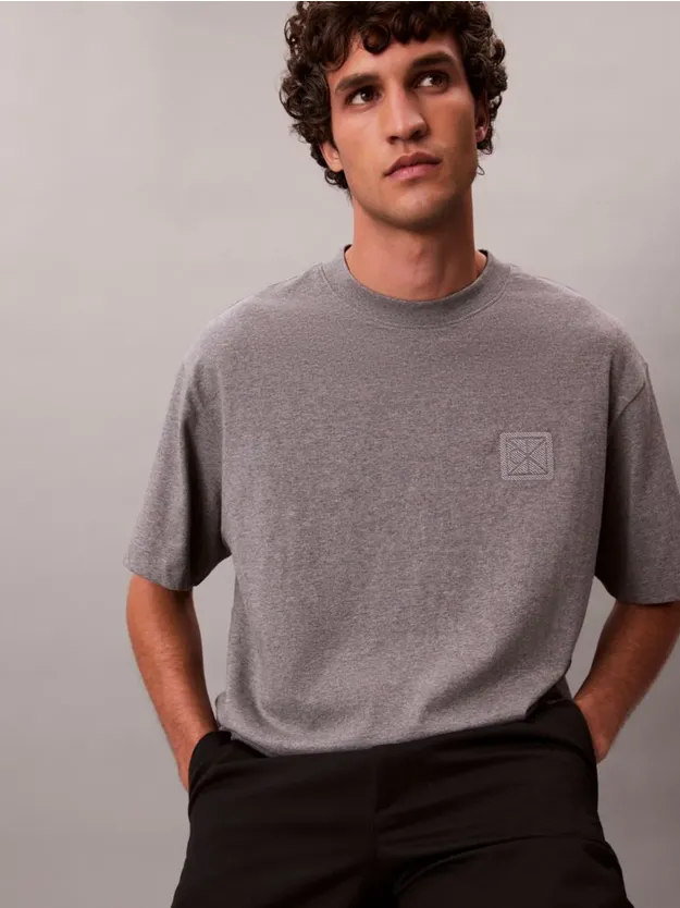 Med Grey Heather CK Emblem Patch Tee