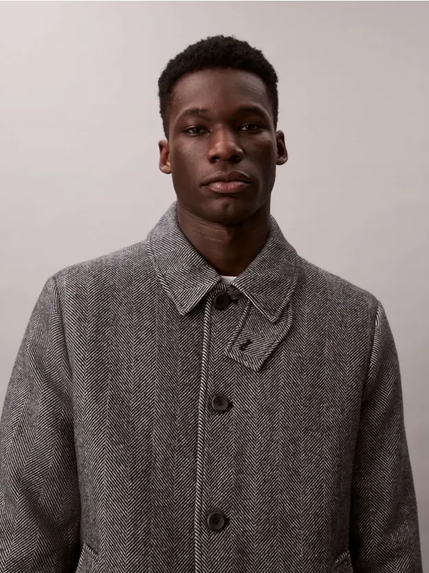 Black Tech Wool Blend Coat