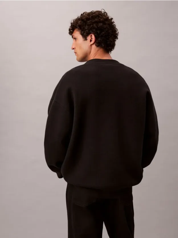 Black Cotton Blend Monogram Logo Relaxed Cardigan