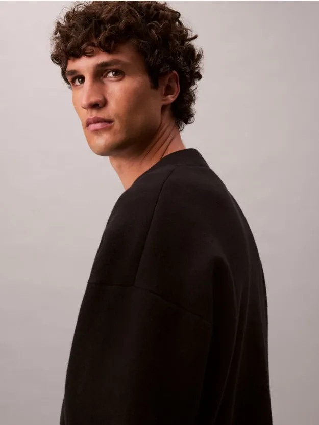 Black Cotton Blend Monogram Logo Relaxed Cardigan