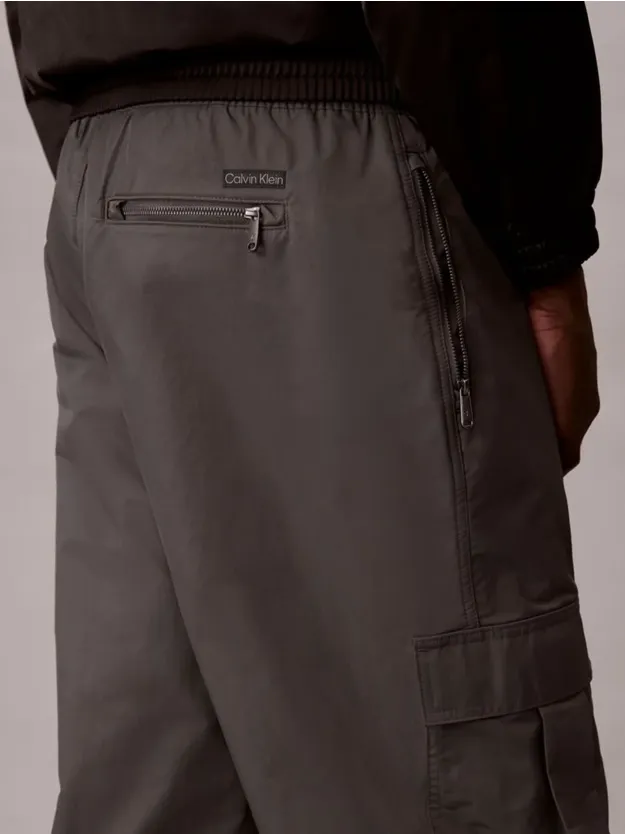 Dark Grey Nylon Cargo Joggers