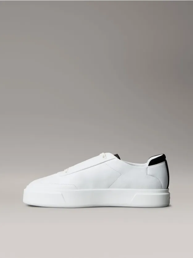 Bright White/Black Leather And Suede Signature Trainers