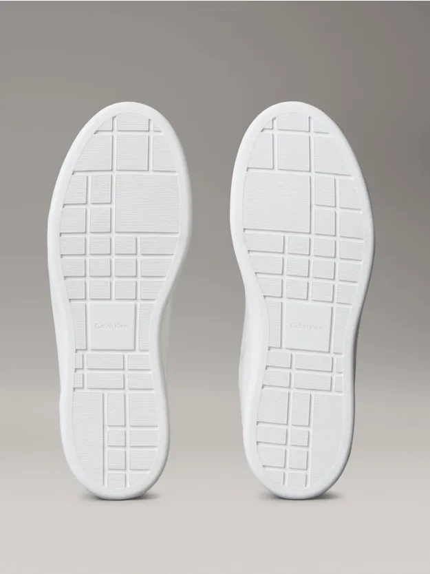 Bright White/Black Leather And Suede Signature Trainers