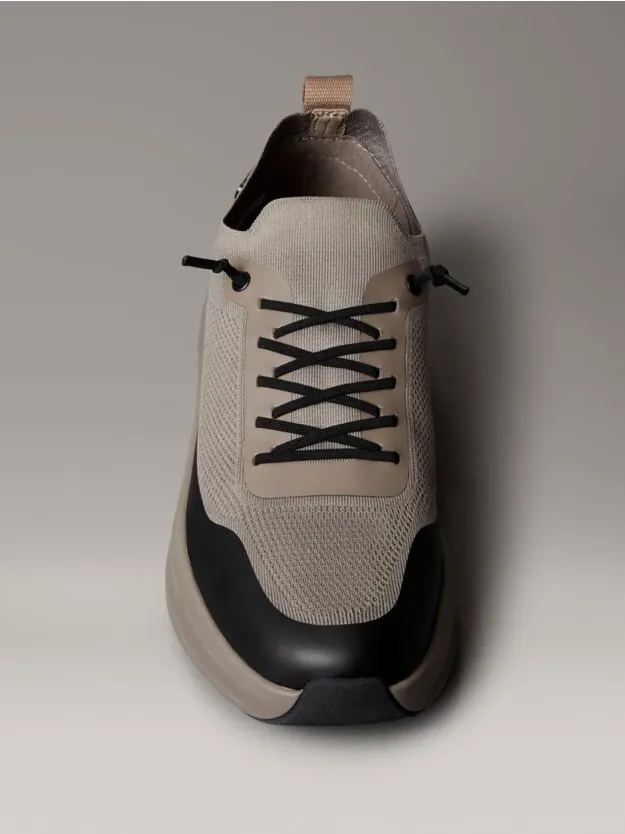 Taupe Smog/Black Chunky Runner Sock Knit Trainers