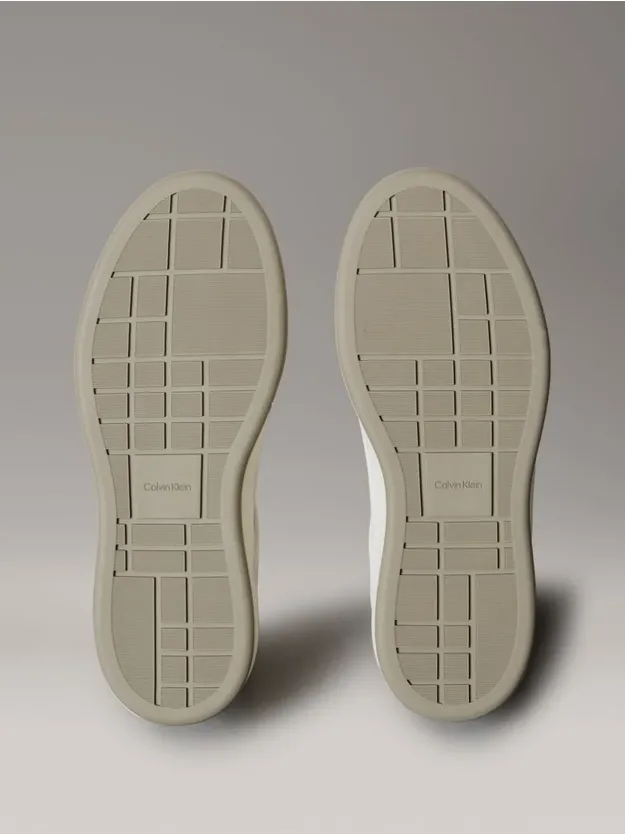 Lily White/Desert Taupe Leather And Suede Signature Trainers