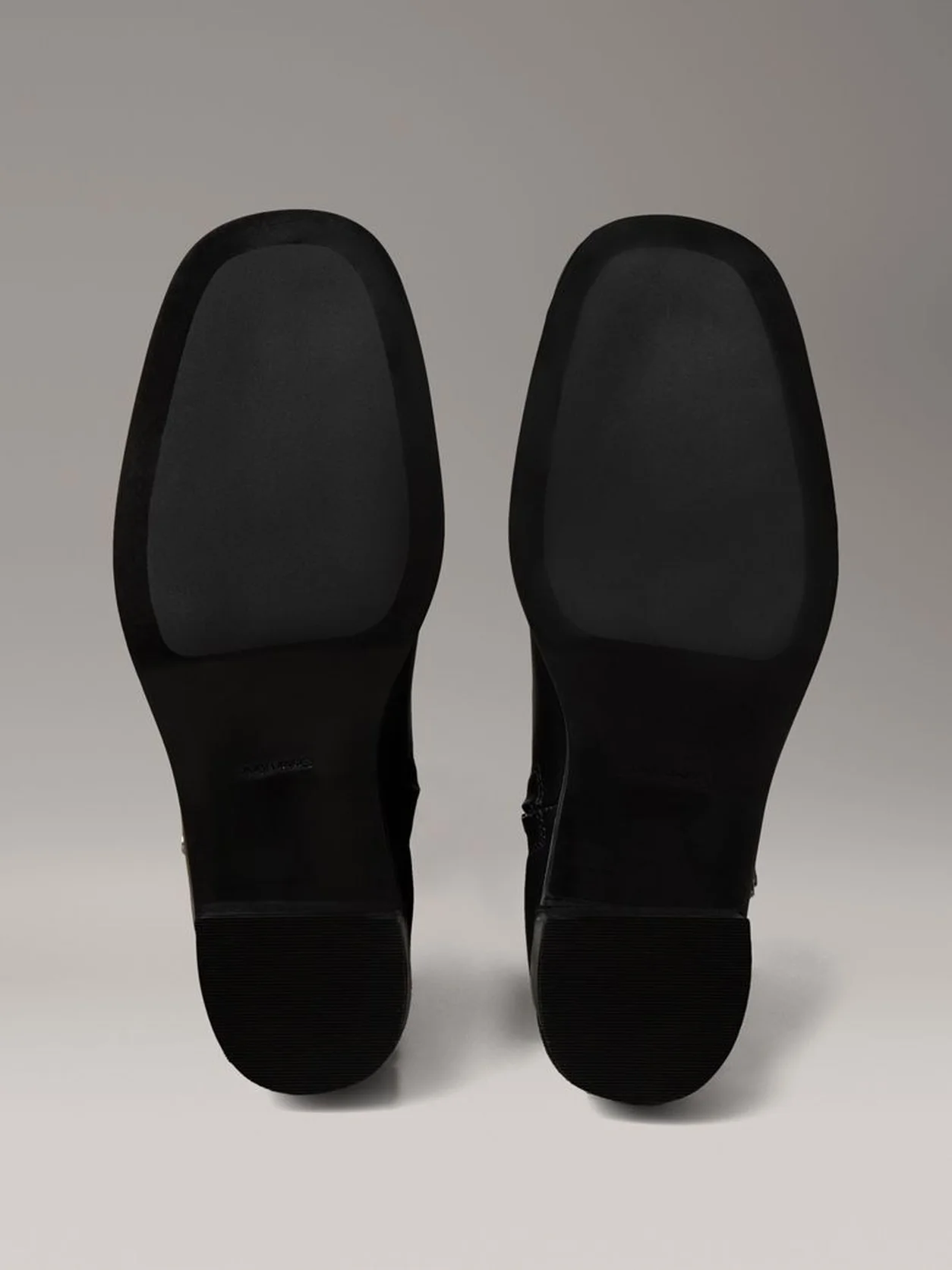 Ck Black Leather Square Toe Zip Ankle Boots