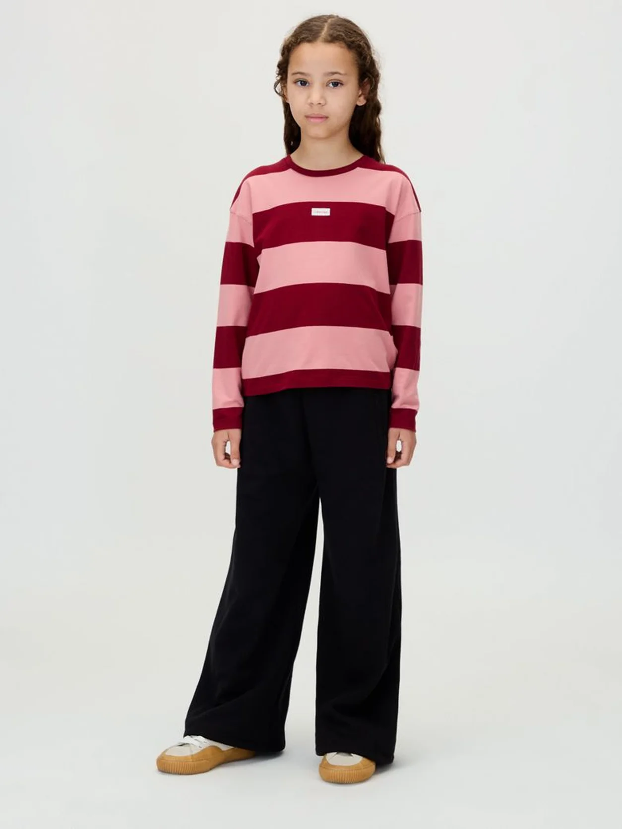 Ck Black Wide Leg Pintuck Joggers