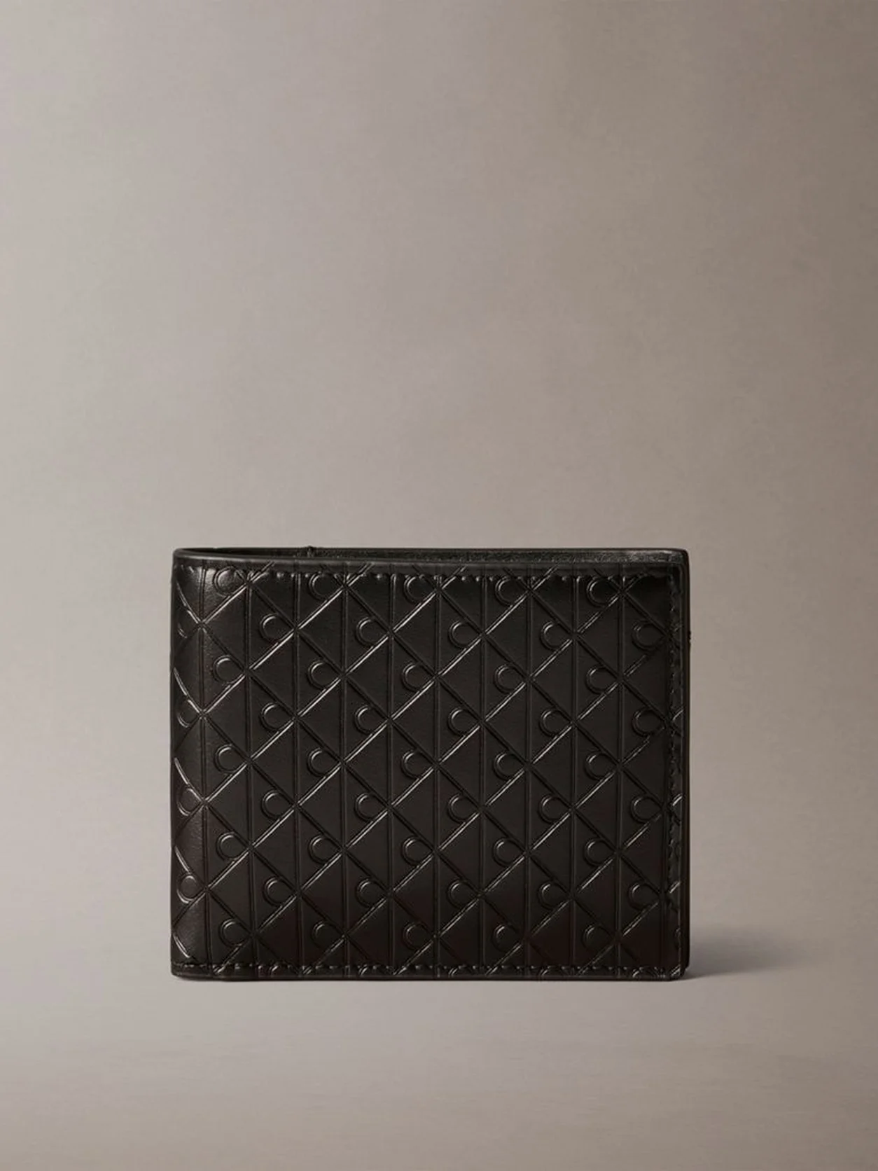 Black Embossed Allover Monogram Bifold Wallet With Coin Pouch