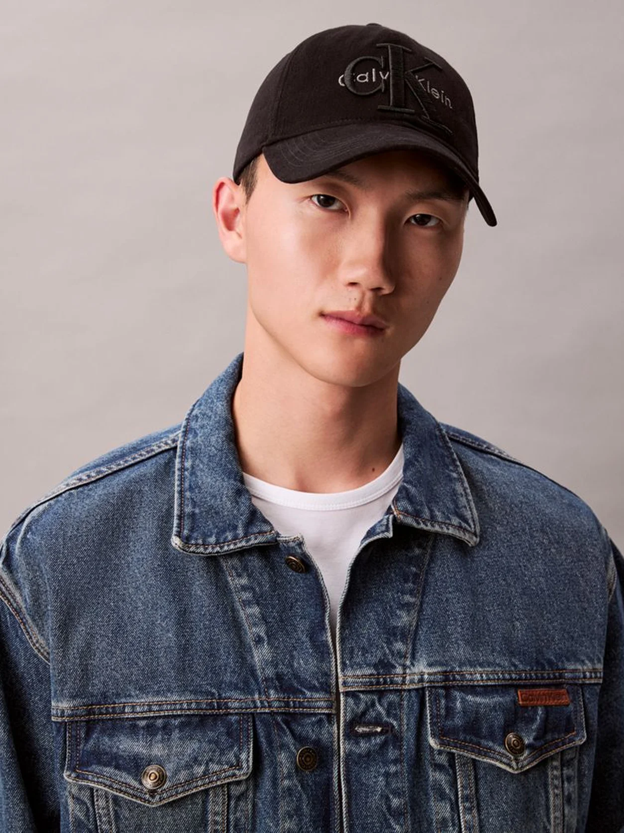 Black Layered Monogram Logo Graphic Baseball Cap