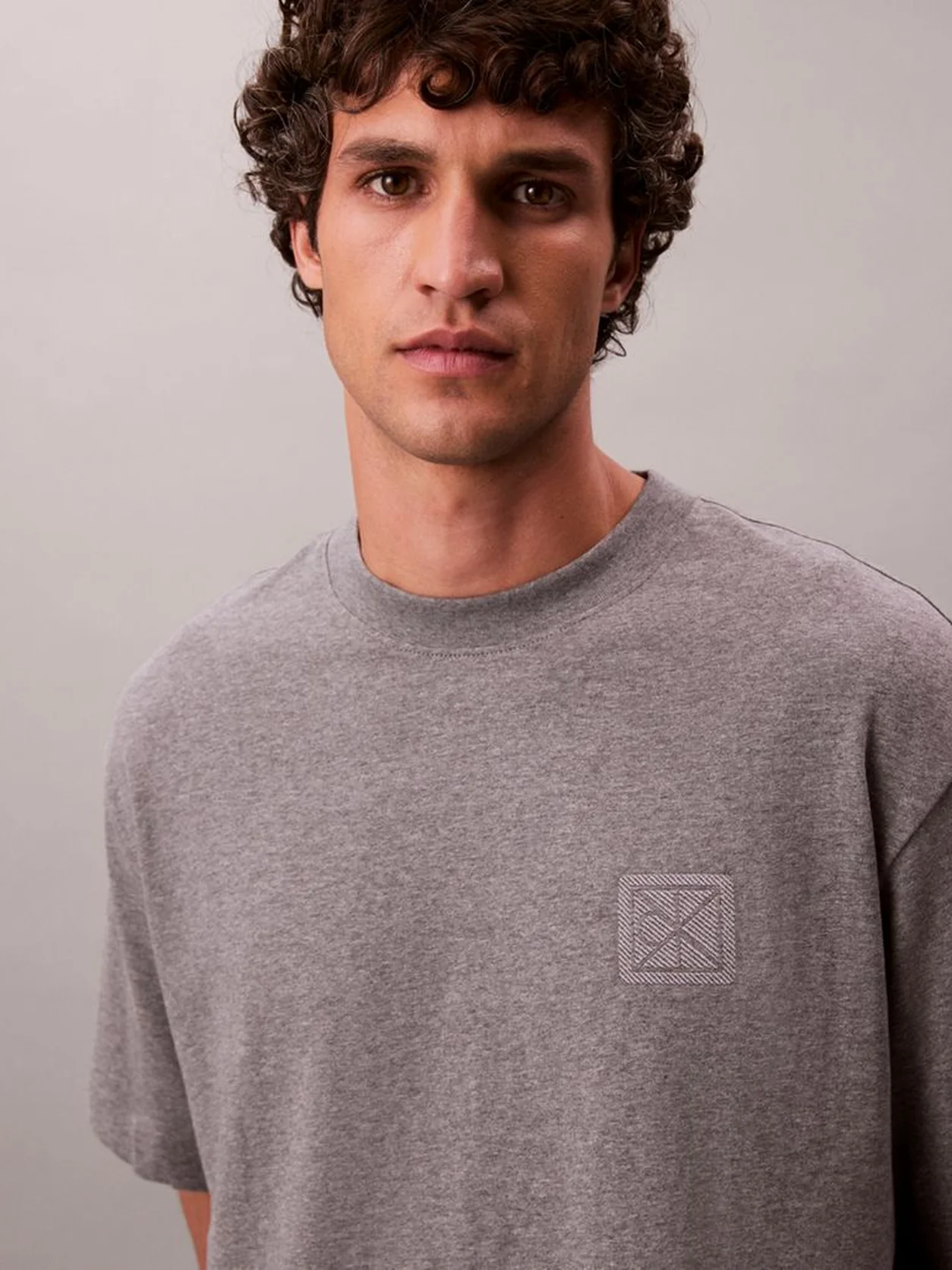 Med Grey Heather CK Emblem Patch Tee