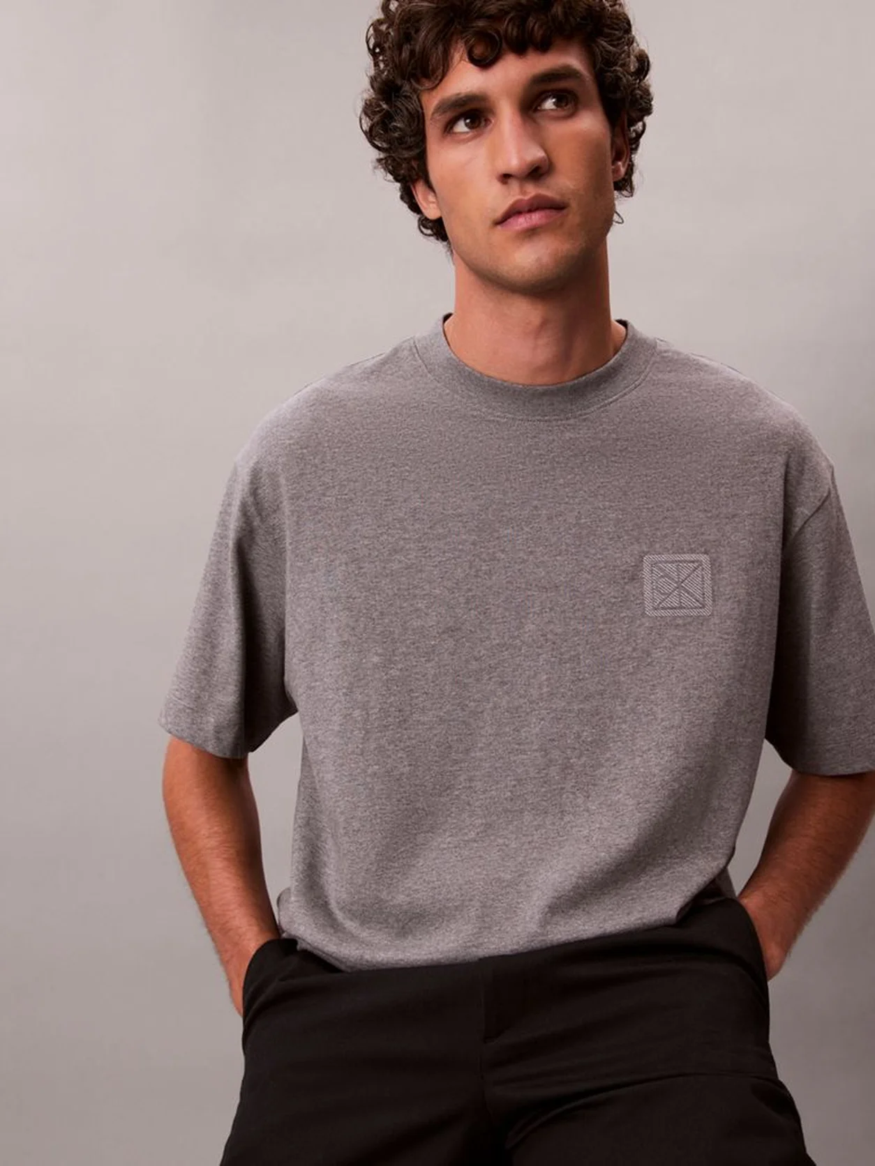 Med Grey Heather CK Emblem Patch Tee