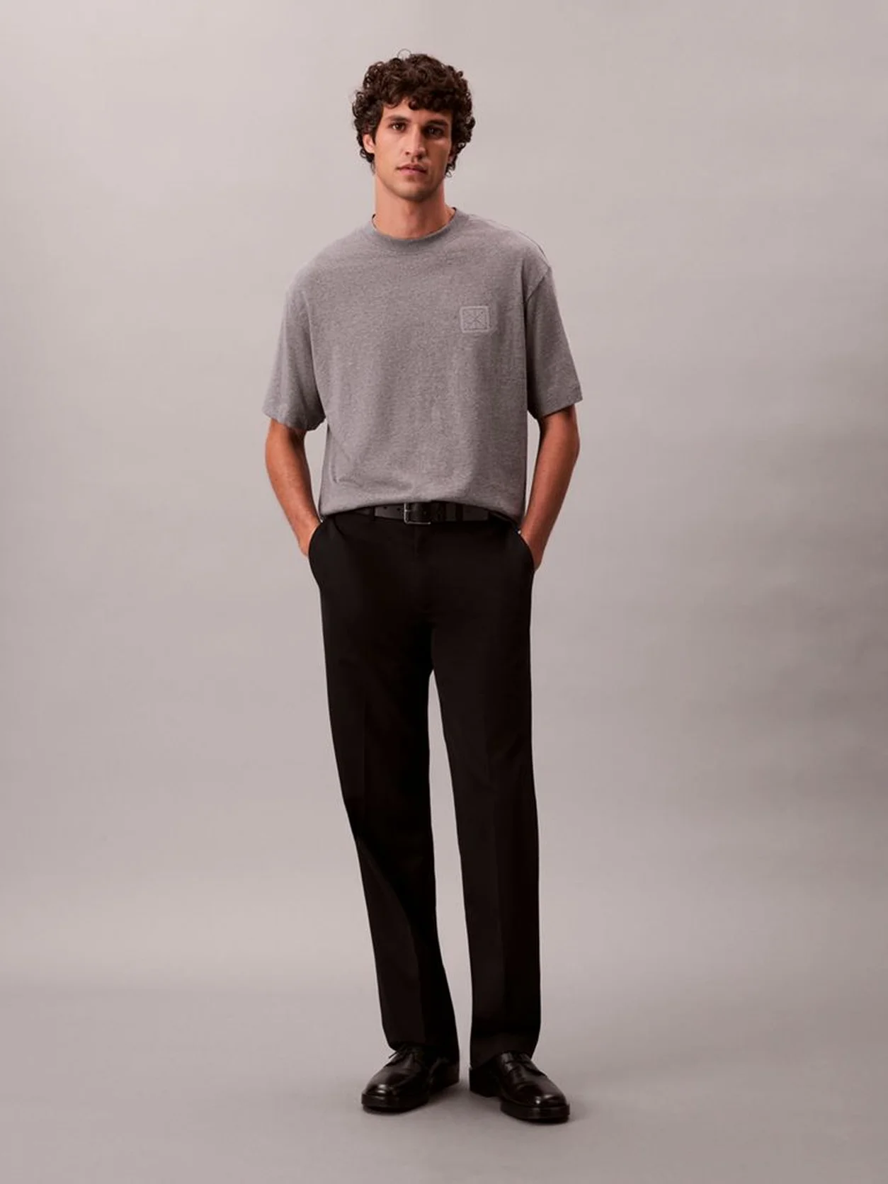 Med Grey Heather CK Emblem Patch Tee