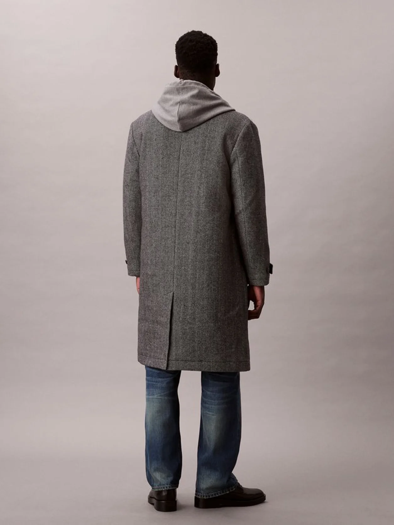 Black Tech Wool Blend Coat