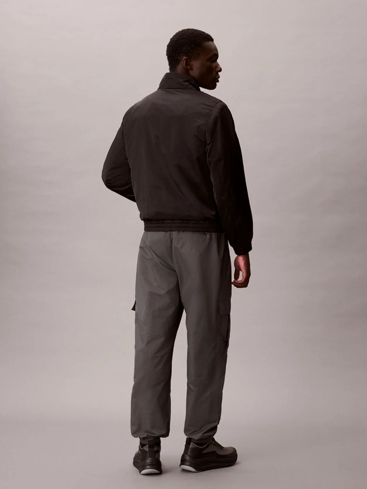 Dark Grey Nylon Cargo Joggers