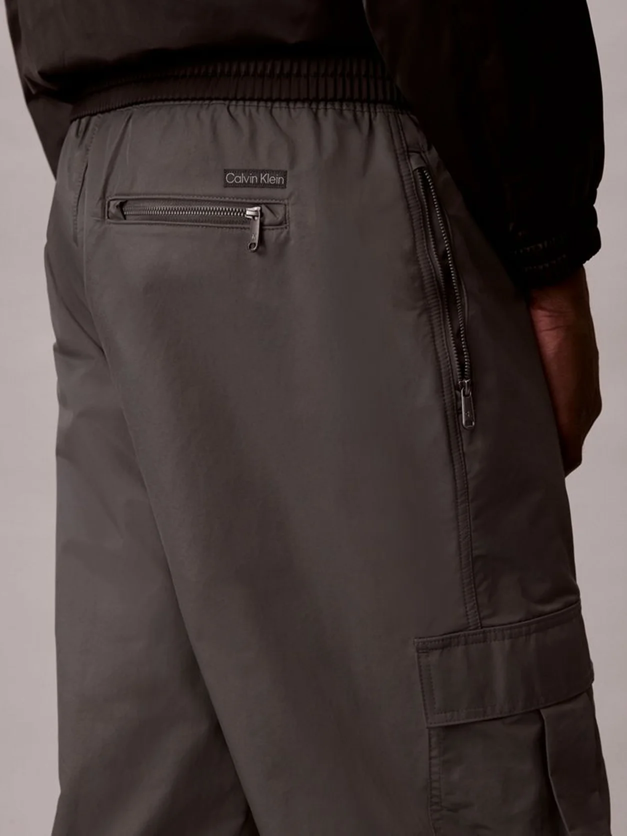 Dark Grey Nylon Cargo Joggers