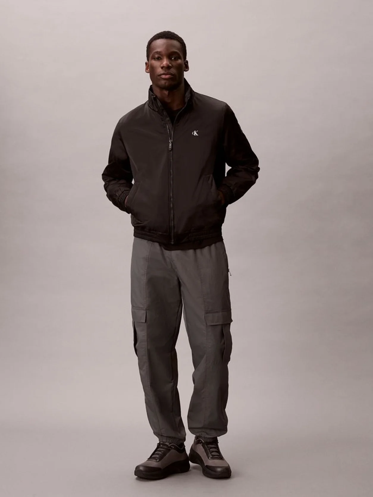 Dark Grey Nylon Cargo Joggers