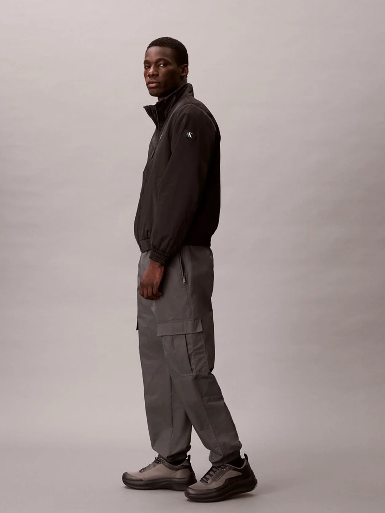 Dark Grey Nylon Cargo Joggers