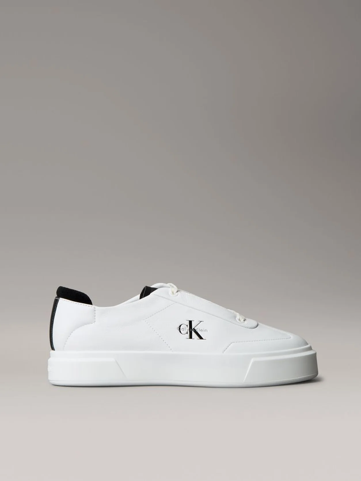 Bright White/Black Leather And Suede Signature Trainers