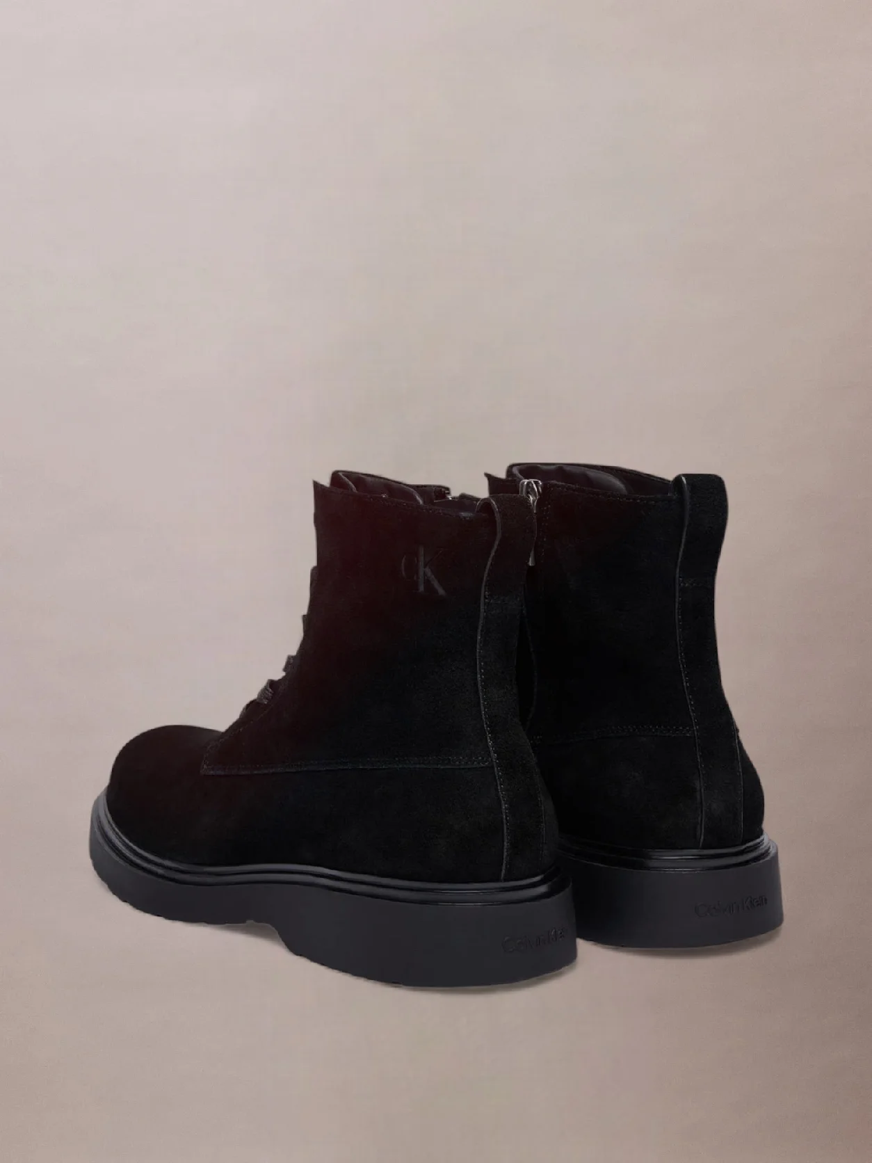 Triple Black Suede Lace-Up Zip Boots