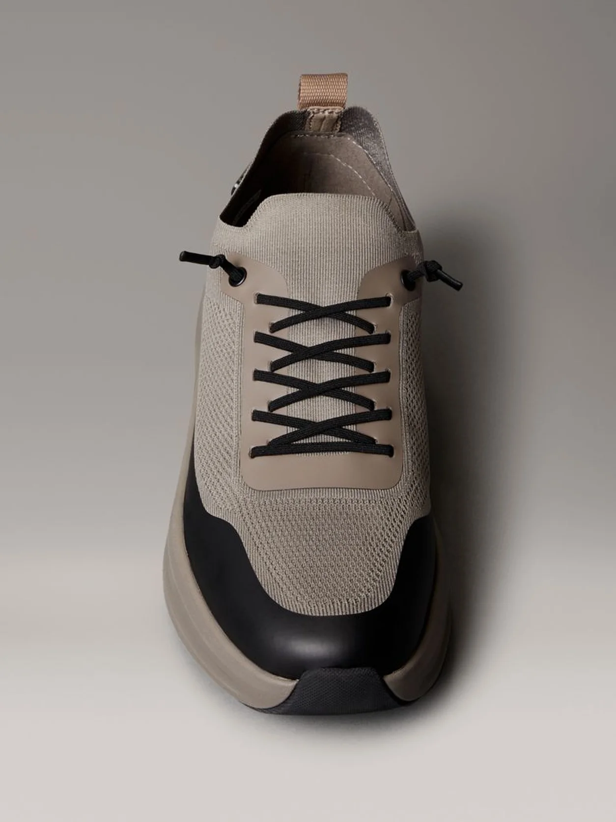 Taupe Smog/Black Chunky Runner Sock Knit Trainers