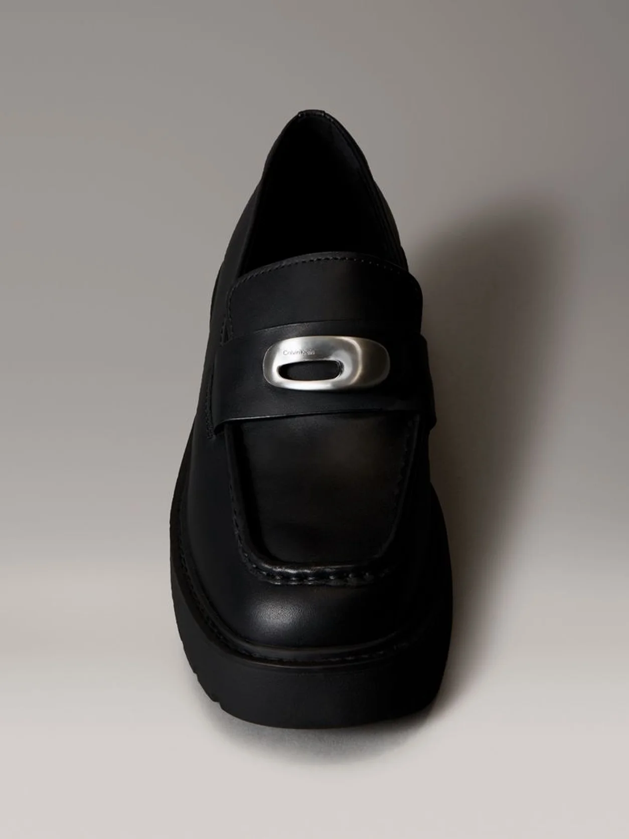 Ck Black Leather Chunky Apron Toe Loafers